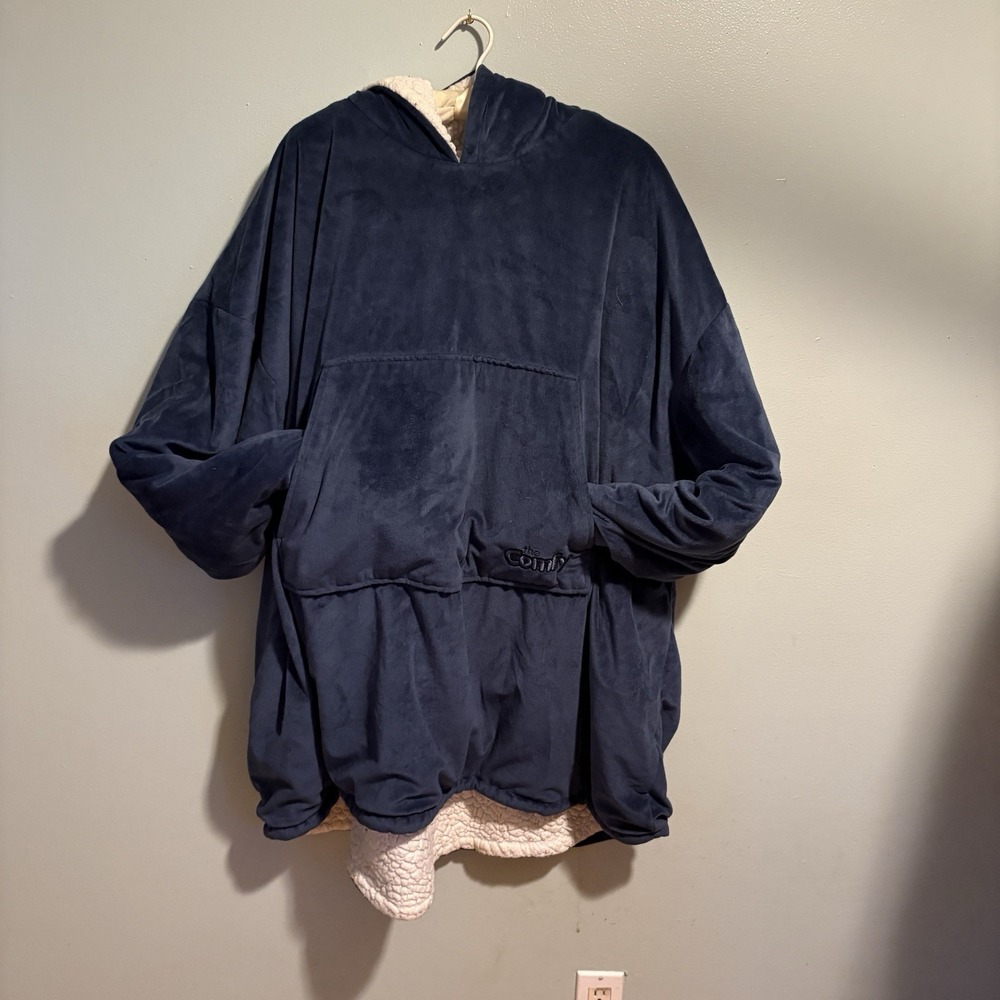 The Comfy Oversized Hooded Fleece Lounge Blue Kangaroo Pocket